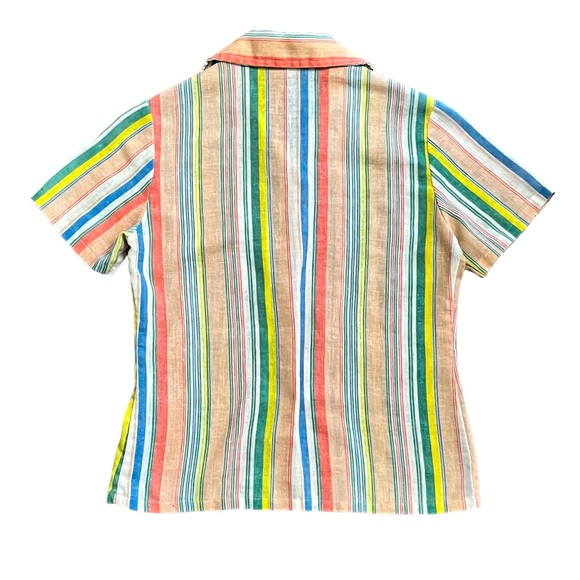 Vintage Kids Sears and Roebuck Cotton Polyester wide lapel stripe button shirt - Picture 6 of 6